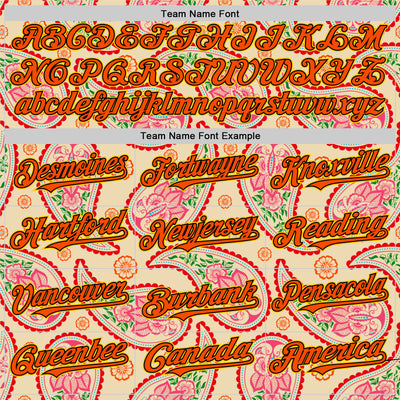 Custom Cream Orange Black-Yellow 3D Pattern Design Rave Party Paisley Bandana Authentic Baseball Jersey