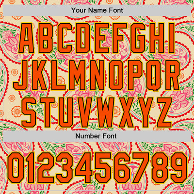 Custom Cream Orange Black-Yellow 3D Pattern Design Rave Party Paisley Bandana Authentic Baseball Jersey