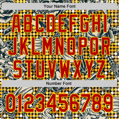 Custom Black Red-Yellow 3D Pattern Design Rave Party Tattoos Disco Authentic Baseball Jersey