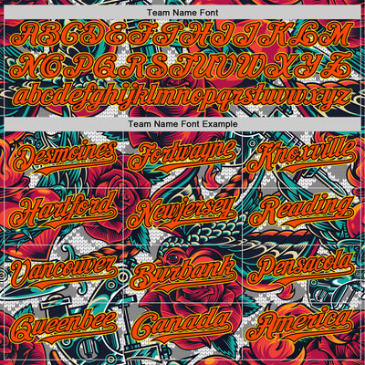 Custom White Orange Black-Yellow 3D Pattern Design Rave Party Roses Vintage Tattoos Authentic Baseball Jersey
