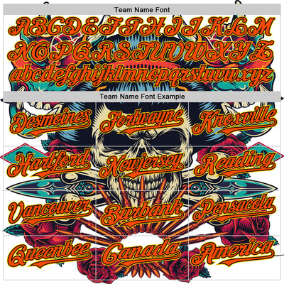 Custom White Orange Black-Yellow 3D Pattern Design Rave Party Vintage Geisha Skull Authentic Baseball Jersey