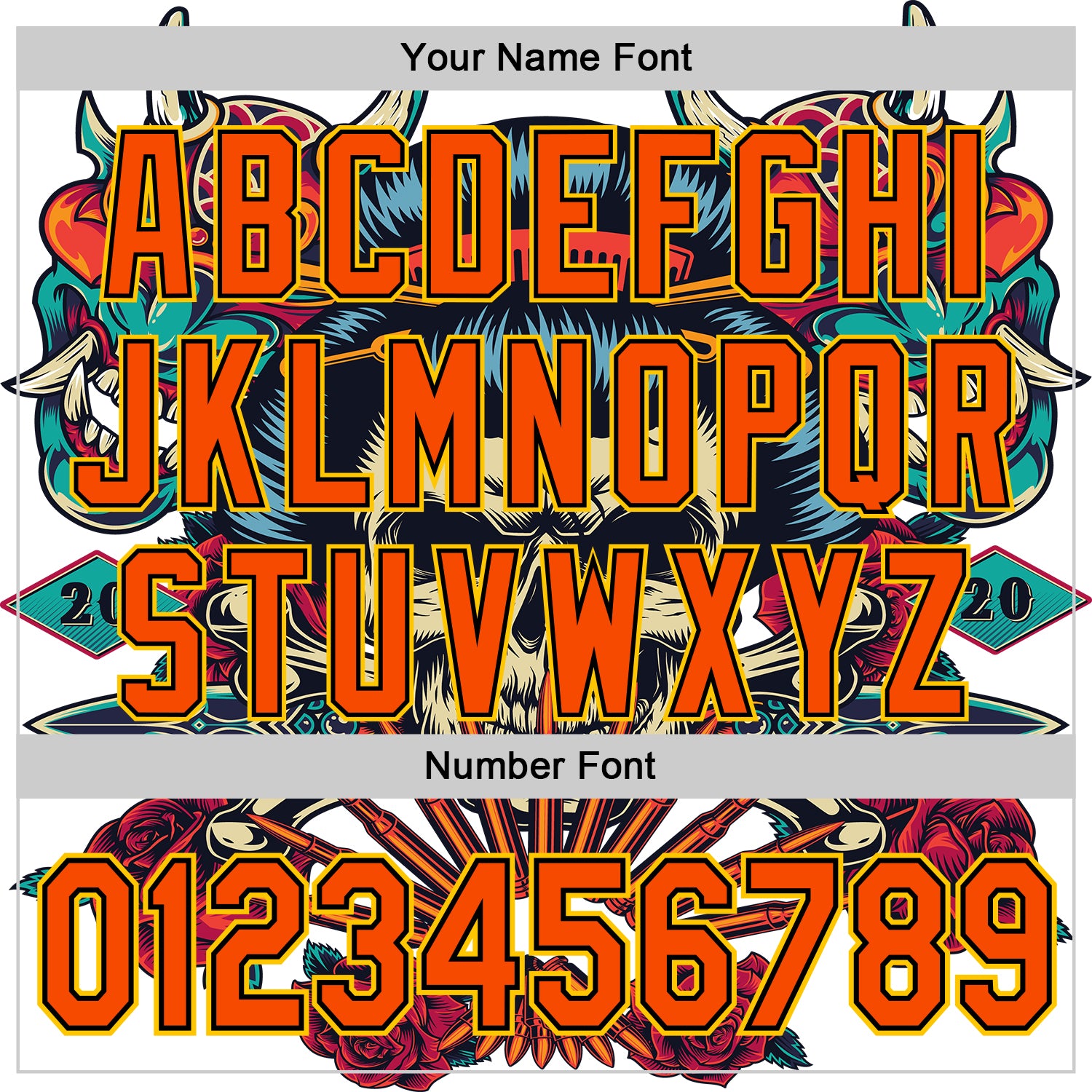 Custom White Orange Black-Yellow 3D Pattern Design Rave Party Vintage Geisha Skull Authentic Baseball Jersey