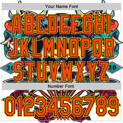 Custom White Orange Black-Yellow 3D Pattern Design Rave Party Vintage Geisha Skull Authentic Baseball Jersey