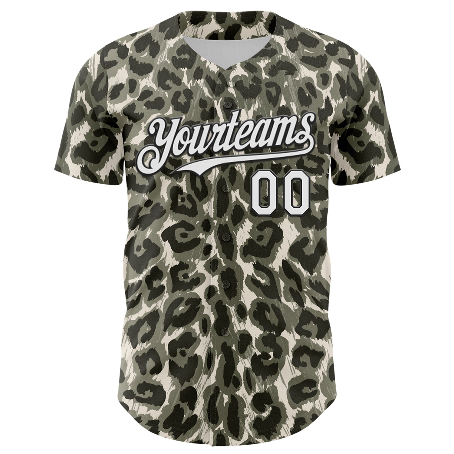 Custom Cream White-Black 3D Pattern Design Rave Party Animal Leopard Print Authentic Baseball Jersey