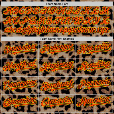 Custom Brown Orange Black-Yellow 3D Pattern Design Rave Party Animal Leopard Print Authentic Baseball Jersey