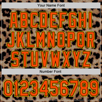 Custom Brown Orange Black-Yellow 3D Pattern Design Rave Party Animal Leopard Print Authentic Baseball Jersey