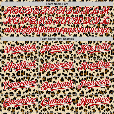 Custom Cream Red-White 3D Pattern Design Rave Party Animal Leopard Print Authentic Baseball Jersey