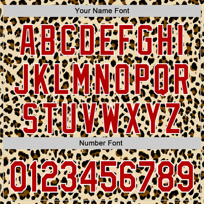 Custom Cream Red-White 3D Pattern Design Rave Party Animal Leopard Print Authentic Baseball Jersey