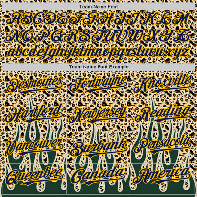 Custom Cream Navy-Gold 3D Pattern Design Rave Party Animal Leopard Print Authentic Baseball Jersey