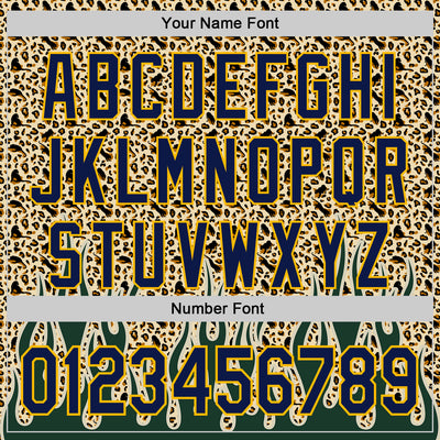 Custom Cream Navy-Gold 3D Pattern Design Rave Party Animal Leopard Print Authentic Baseball Jersey