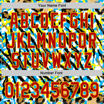 Custom White Red-Gold 3D Pattern Design Rave Party Animal Tiger And Leopard Print Authentic Baseball Jersey