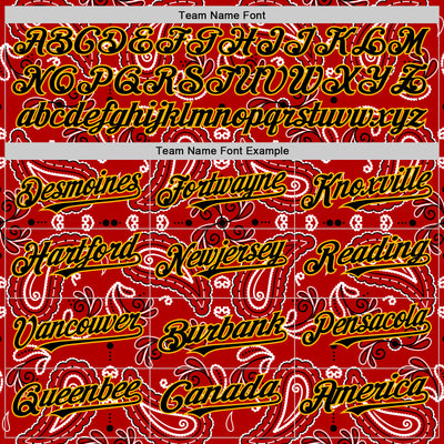 Custom Red Black-Gold 3D Pattern Design Rave Party Paisley Bandana Authentic Baseball Jersey