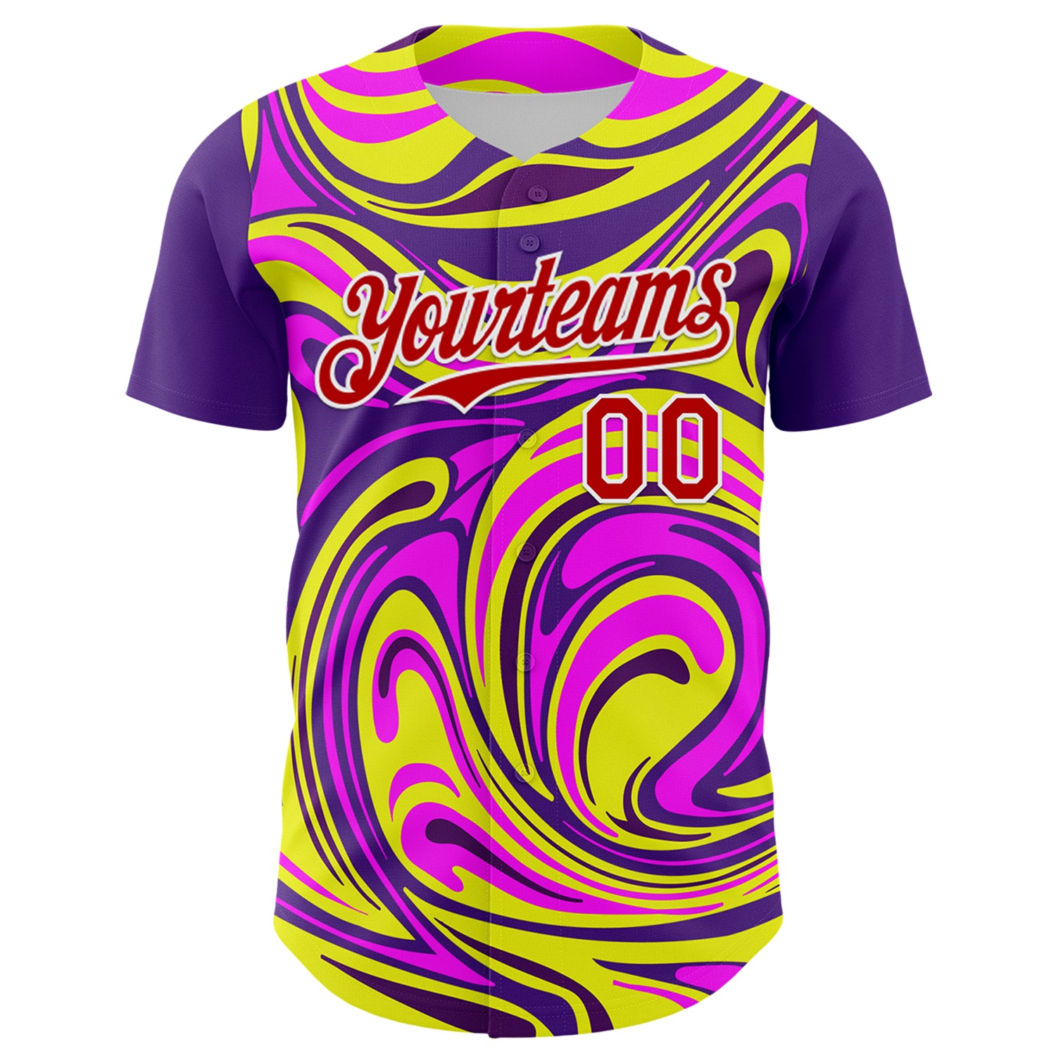 Custom Purple Red-White 3D Pattern Design Rave Party Marble Lava Authentic Baseball Jersey