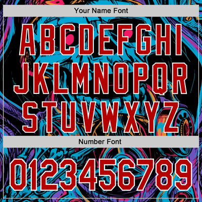 Custom Black Red-White 3D Pattern Design Burner Costumes Horror Skull Authentic Baseball Jersey