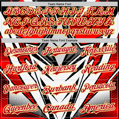 Custom White Red Black-Yellow 3D Pattern Design Burner Costumes Cyber Punk Authentic Baseball Jersey