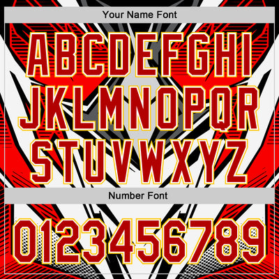 Custom White Red Black-Yellow 3D Pattern Design Burner Costumes Cyber Punk Authentic Baseball Jersey