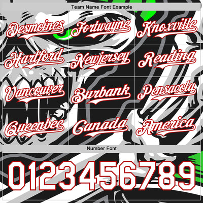 Custom Black White-Red 3D Pattern Design Burner Costumes Skull Authentic Baseball Jersey