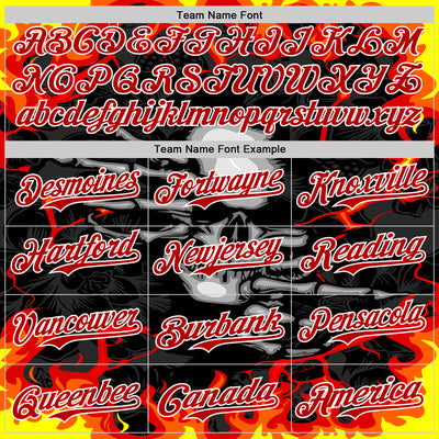 Custom Black Red-White 3D Pattern Design Burner Costumes Hellfire Skull Authentic Baseball Jersey