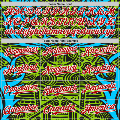 Custom Green Red Blue Black-White 3D Pattern Design Burner Costumes Tribal Authentic Baseball Jersey