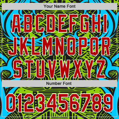 Custom Green Red Blue Black-White 3D Pattern Design Burner Costumes Tribal Authentic Baseball Jersey