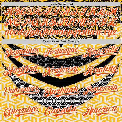 Custom Yellow Orange Black-White 3D Pattern Design Burner Costumes Tribal Authentic Baseball Jersey