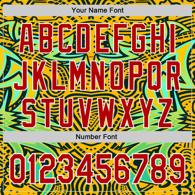 Custom Gold Red Black Green-White 3D Pattern Design Burner Costumes Tribal Authentic Baseball Jersey