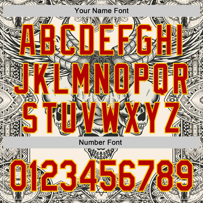 Custom Cream Red-Yellow 3D Pattern Design Burner Costumes Hell Skull Authentic Baseball Jersey