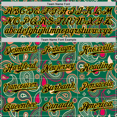 Custom Kelly Green Black-Yellow 3D Pattern Design Burner Costumes Paisley Bandana Authentic Baseball Jersey