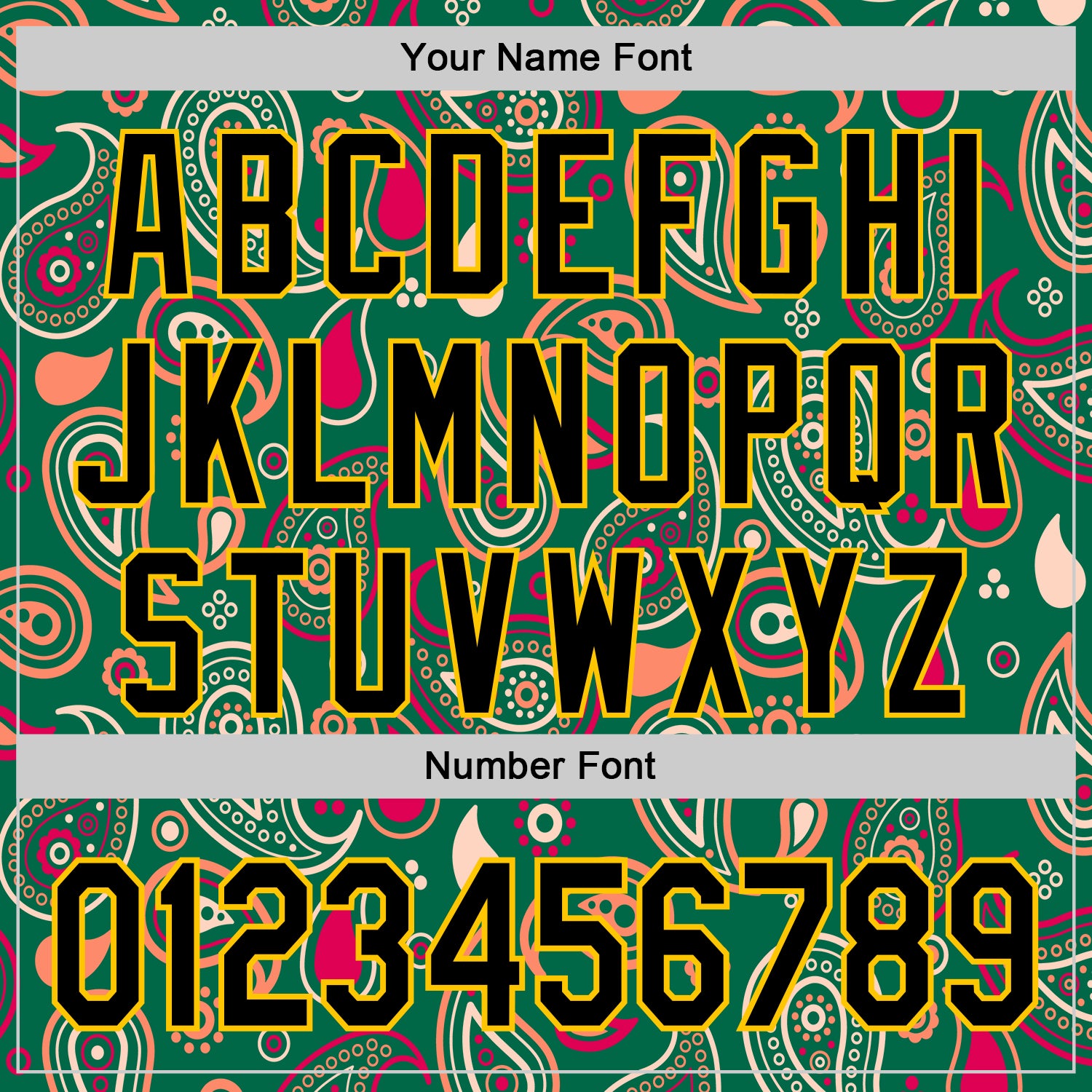 Custom Kelly Green Black-Yellow 3D Pattern Design Burner Costumes Paisley Bandana Authentic Baseball Jersey