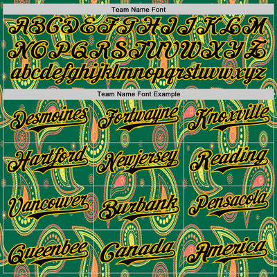 Custom Kelly Green Black-Yellow 3D Pattern Design Burner Costumes Paisley Bandana Authentic Baseball Jersey