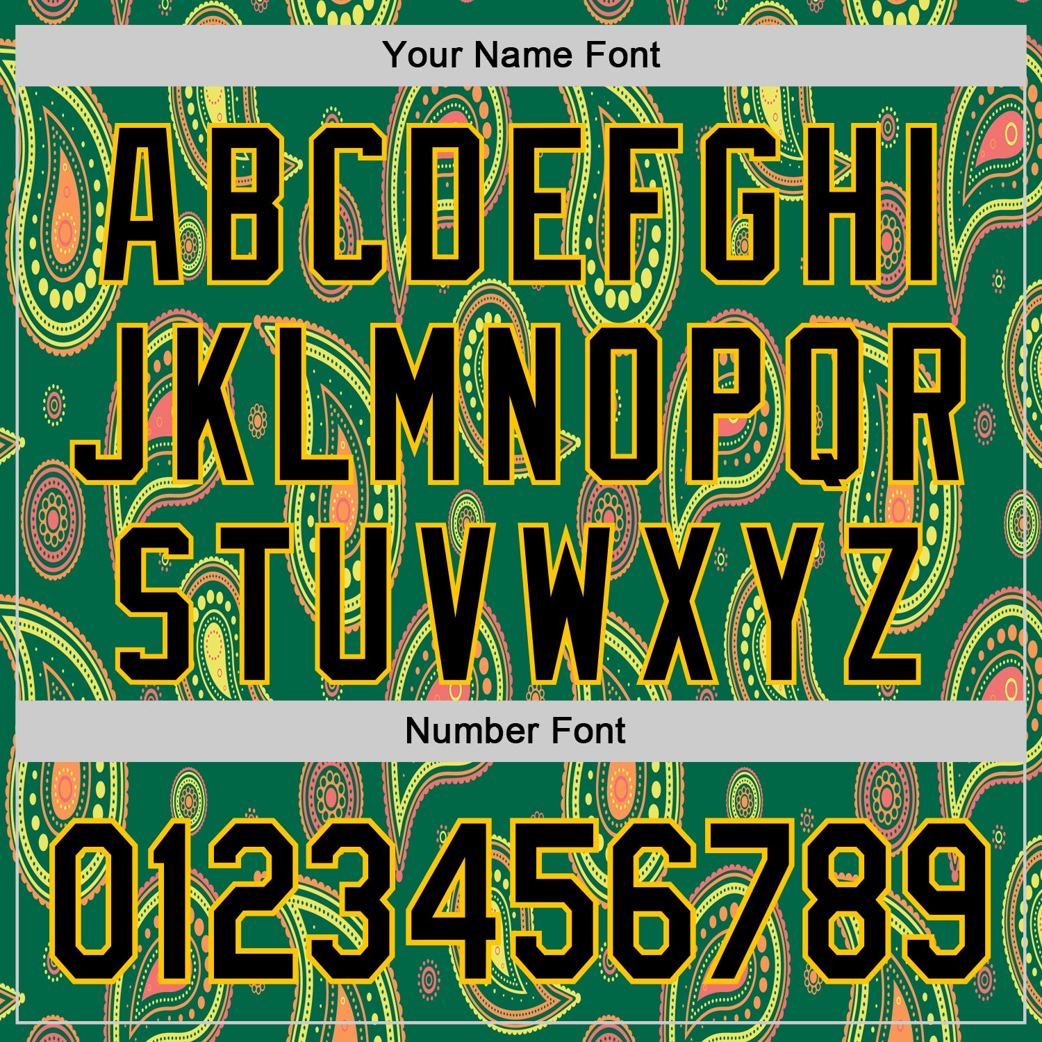 Custom Kelly Green Black-Yellow 3D Pattern Design Burner Costumes Paisley Bandana Authentic Baseball Jersey