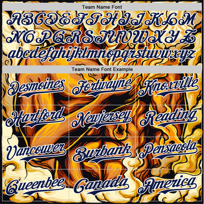 Custom Gold Navy-White 3D Pattern Design Burner Costumes Flame Authentic Baseball Jersey