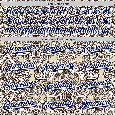 Custom Cream Navy-White 3D Pattern Design Burner Costumes Paisley Bandana Authentic Baseball Jersey