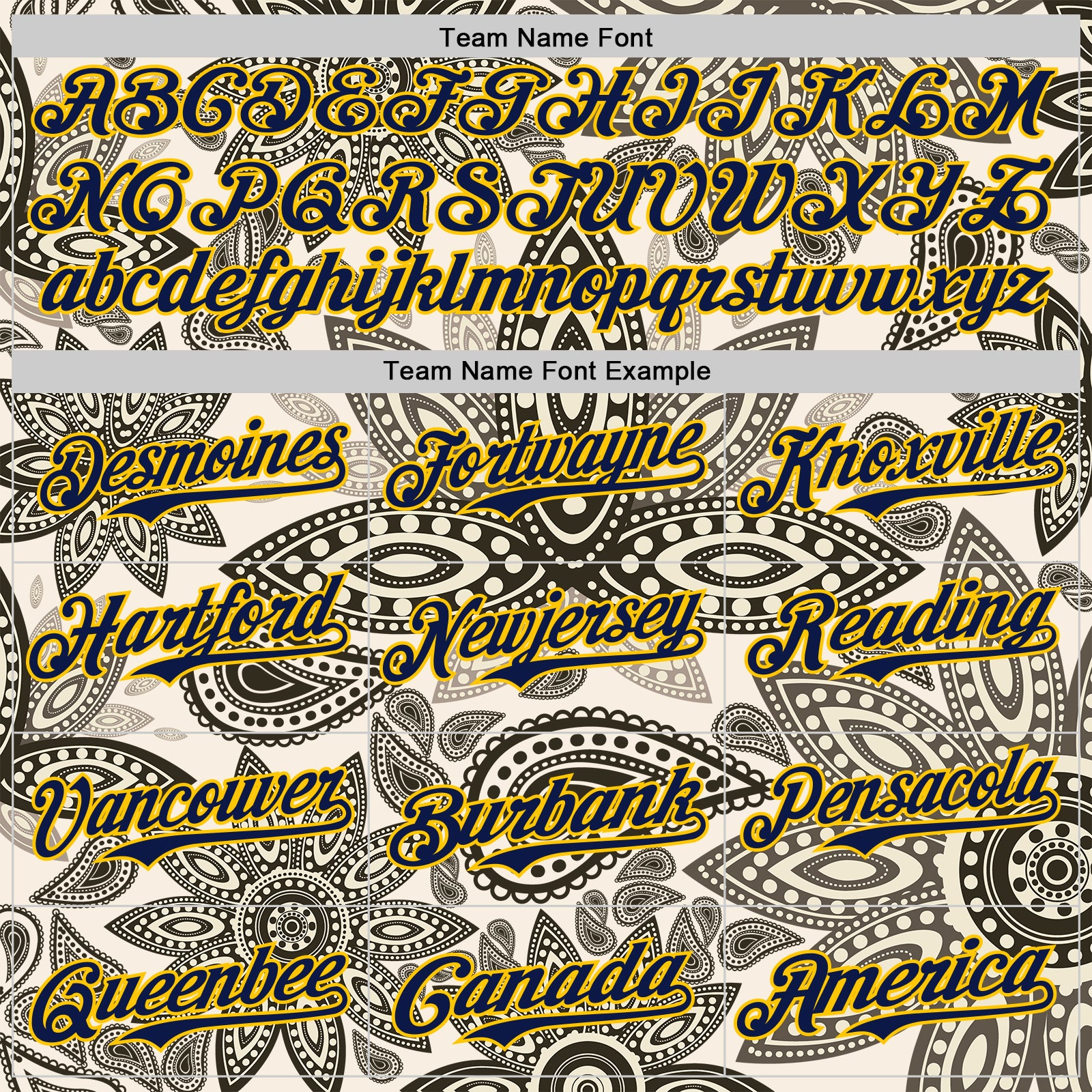 Custom Cream Navy-Yellow 3D Pattern Design Burner Costumes Paisley Bandana Authentic Baseball Jersey