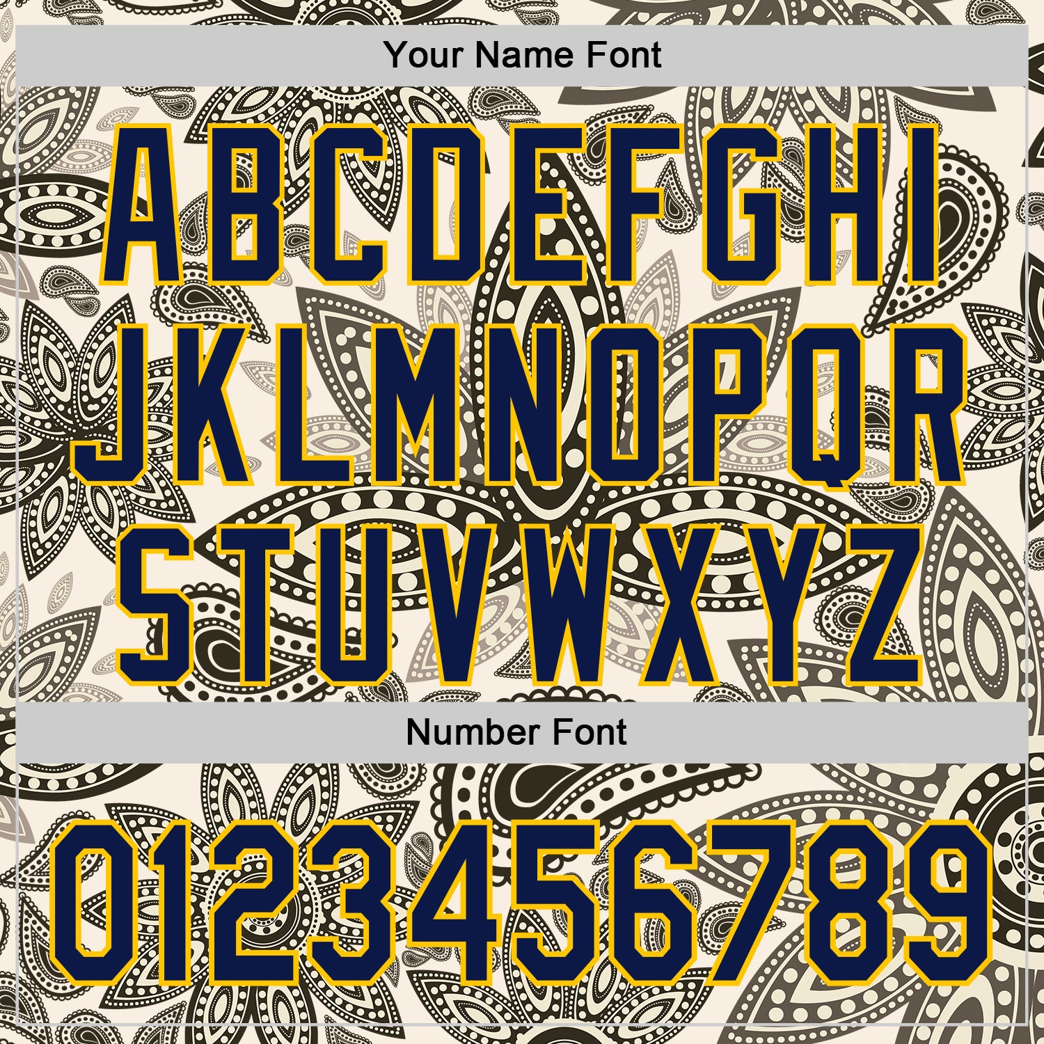 Custom Cream Navy-Yellow 3D Pattern Design Burner Costumes Paisley Bandana Authentic Baseball Jersey