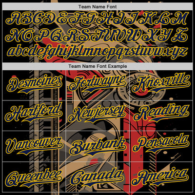 Custom Black Navy-Yellow 3D Pattern Design Burner Costumes Abstract Shape Authentic Baseball Jersey