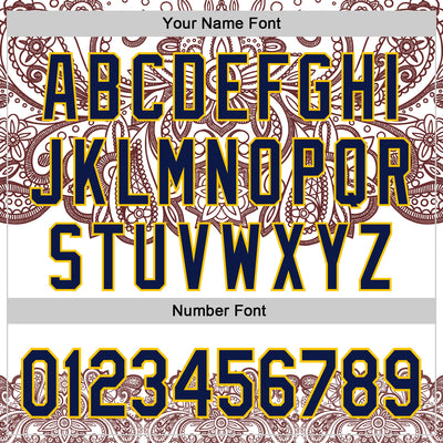 Custom White Navy Red-Yellow 3D Pattern Design Burner Costumes Paisley Bandana Authentic Baseball Jersey