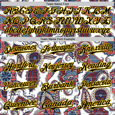 Custom White Black-Yellow 3D Pattern Design Burner Costumes Paisley Bandana Authentic Baseball Jersey