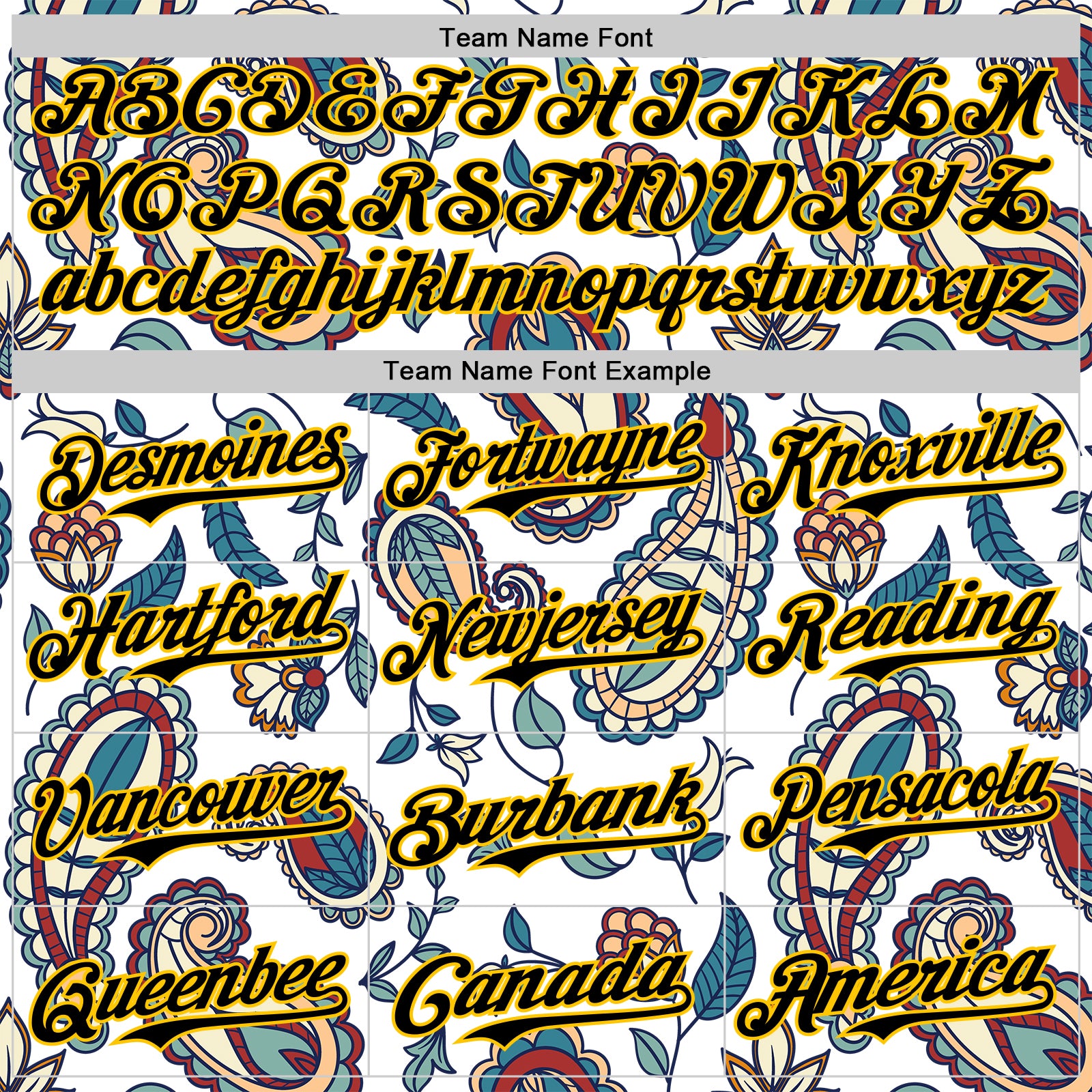 Custom White Black-Yellow 3D Pattern Design Burner Costumes Paisley Bandana Authentic Baseball Jersey