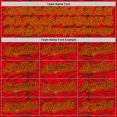 Custom Red Orange Black-Yellow 3D Pattern Design Burner Costumes Animal Tiger Print Authentic Baseball Jersey