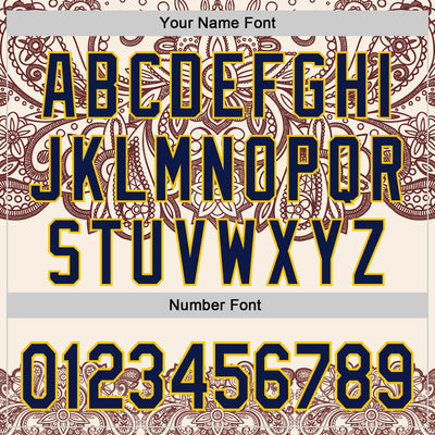 Custom Cream Navy Red-Yellow 3D Pattern Design Burner Costumes Paisley Bandana Authentic Baseball Jersey