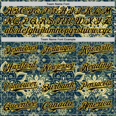 Custom Green Black-Yellow 3D Pattern Design Burner Costumes Paisley Bandana Authentic Baseball Jersey