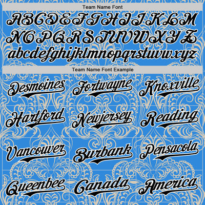 Custom Electric Blue Black-White 3D Pattern Design Burner Costumes Paisley Bandana Authentic Baseball Jersey