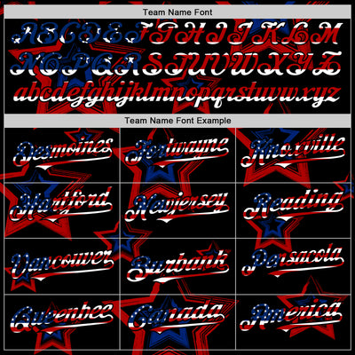 Custom Red USA Flag Black-Royal 3D America-Inspired Authentic Baseball Jersey