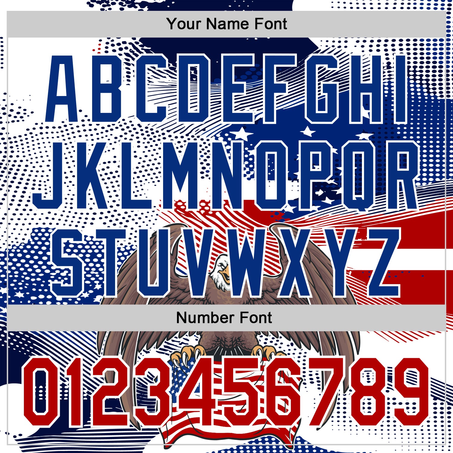 Custom White Red-Royal 3D American Flag National Symbols Bald Eagle Authentic Baseball Jersey