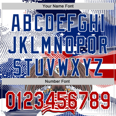 Custom White Red-Royal 3D American Flag National Symbols Bald Eagle Authentic Baseball Jersey