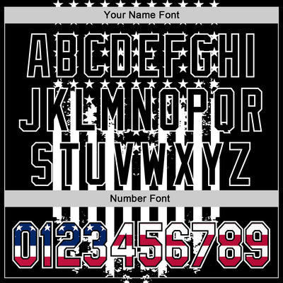 Custom Black USA Flag-White 3D Retro American Flag Authentic Baseball Jersey