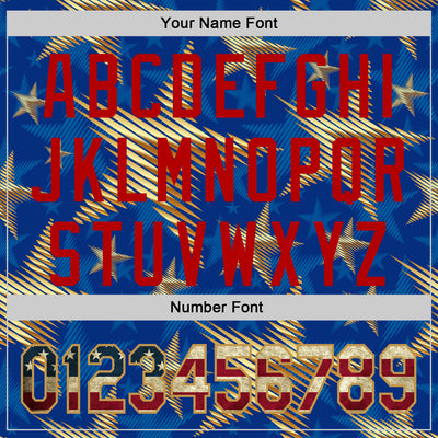 Custom Royal Vintage USA Flag Old Gold-Red 3D American Flag America-Inspired Stars Authentic Baseball Jersey