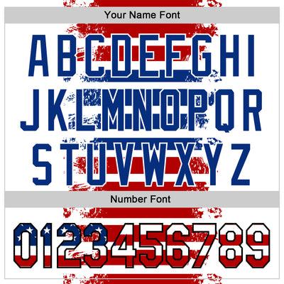 Custom White USA Flag Red Royal-Black 3D Gradient Retro Stripe American Flag Authentic Baseball Jersey