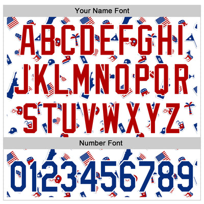 Custom White Black Pinstripe Royal-Red 3D American Flag National Symbols Authentic Baseball Jersey